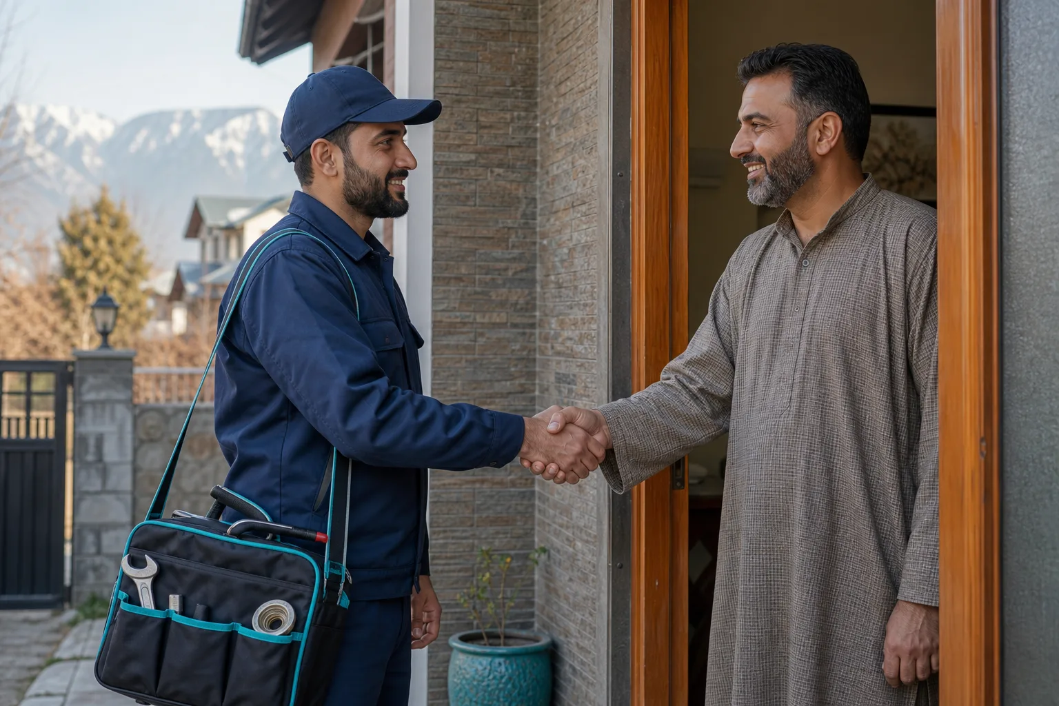 Verified Panun Kaergar partner greeting a homeowner