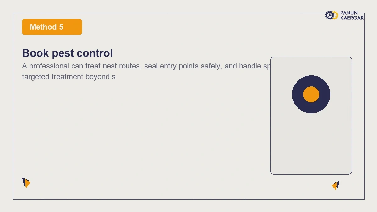 Book pest control — A professional can treat nest routes, seal entry points safely, and handle species that...