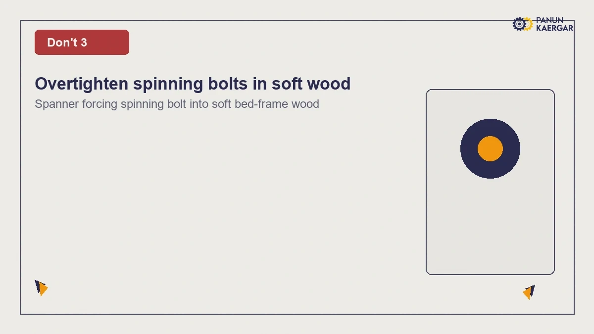Spanner forcing spinning bolt into soft bed-frame wood