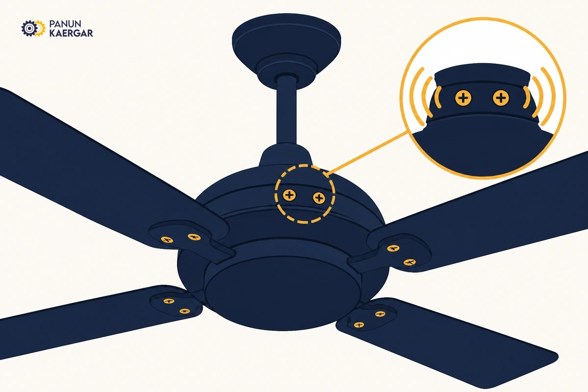 Note bearing or motor sounds — A deep grind or squeal that continues after screws are tight often means bearings or mo...