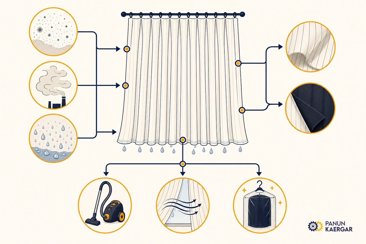 Diagnosis diagram for curtains dusty or musty