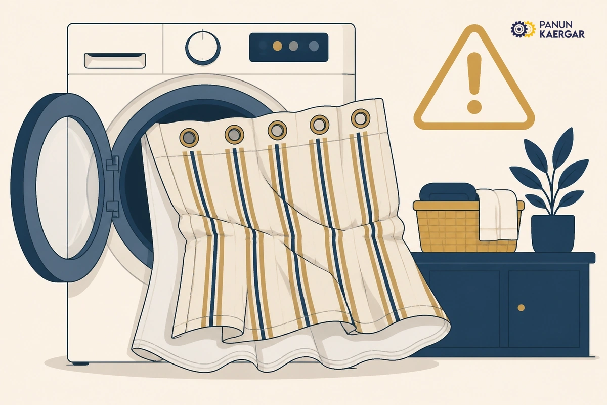 Lined curtains emerging uneven and puckered from home washing machine