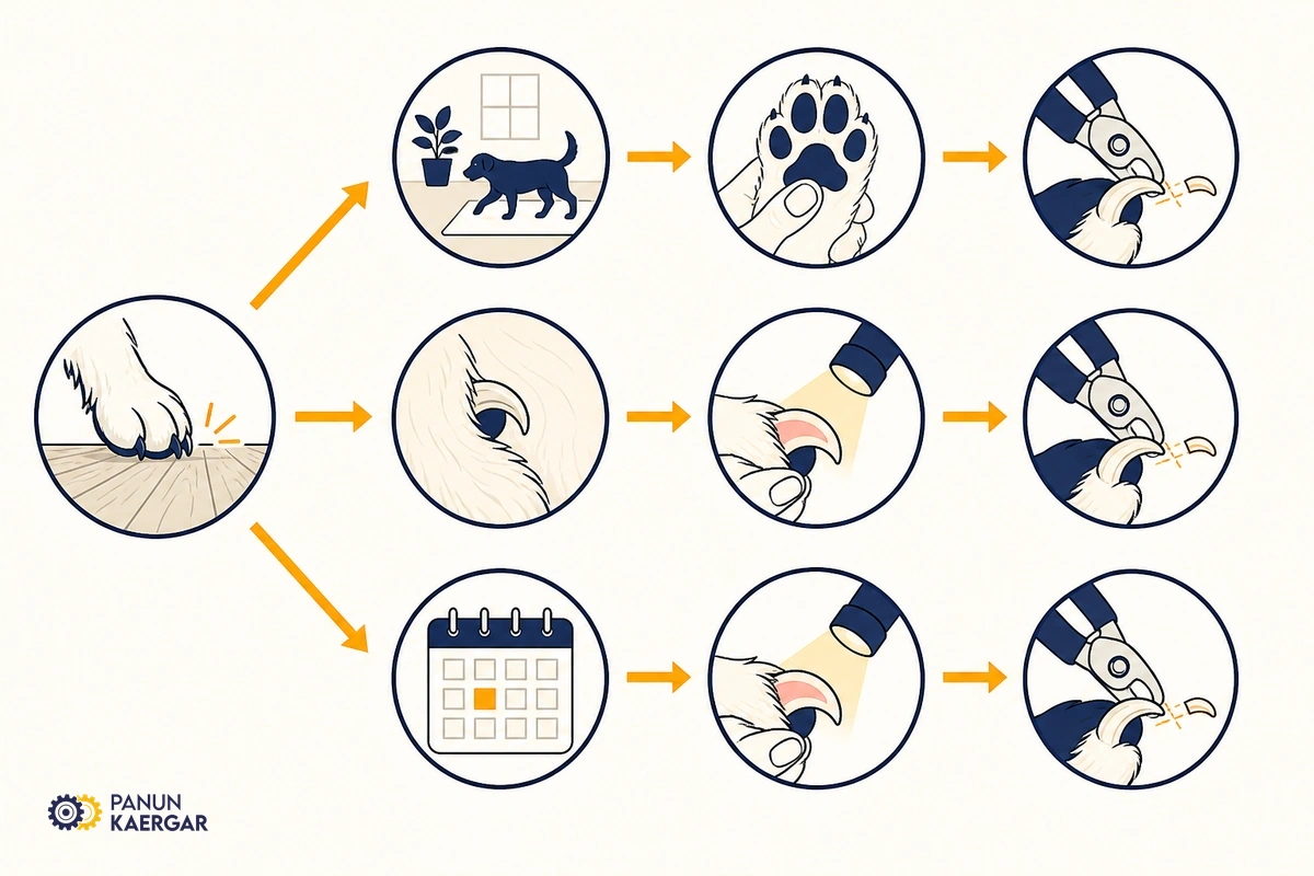 Diagnosis diagram for dog nails clicking or too long
