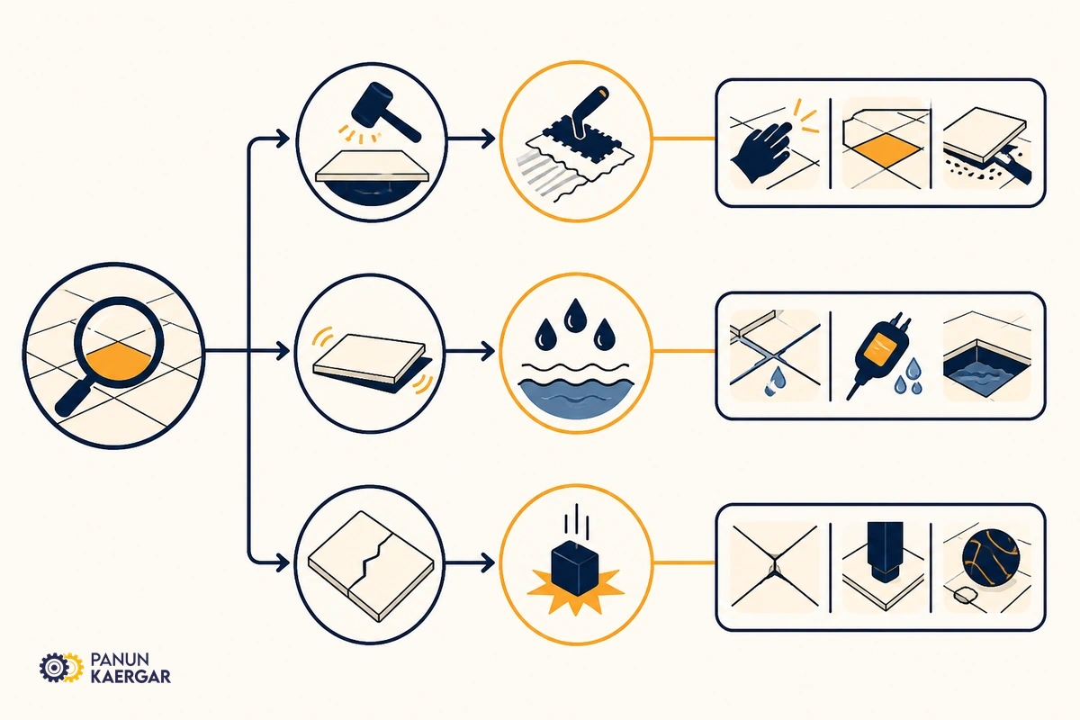 Diagnosis diagram for floor tile hollow or loose