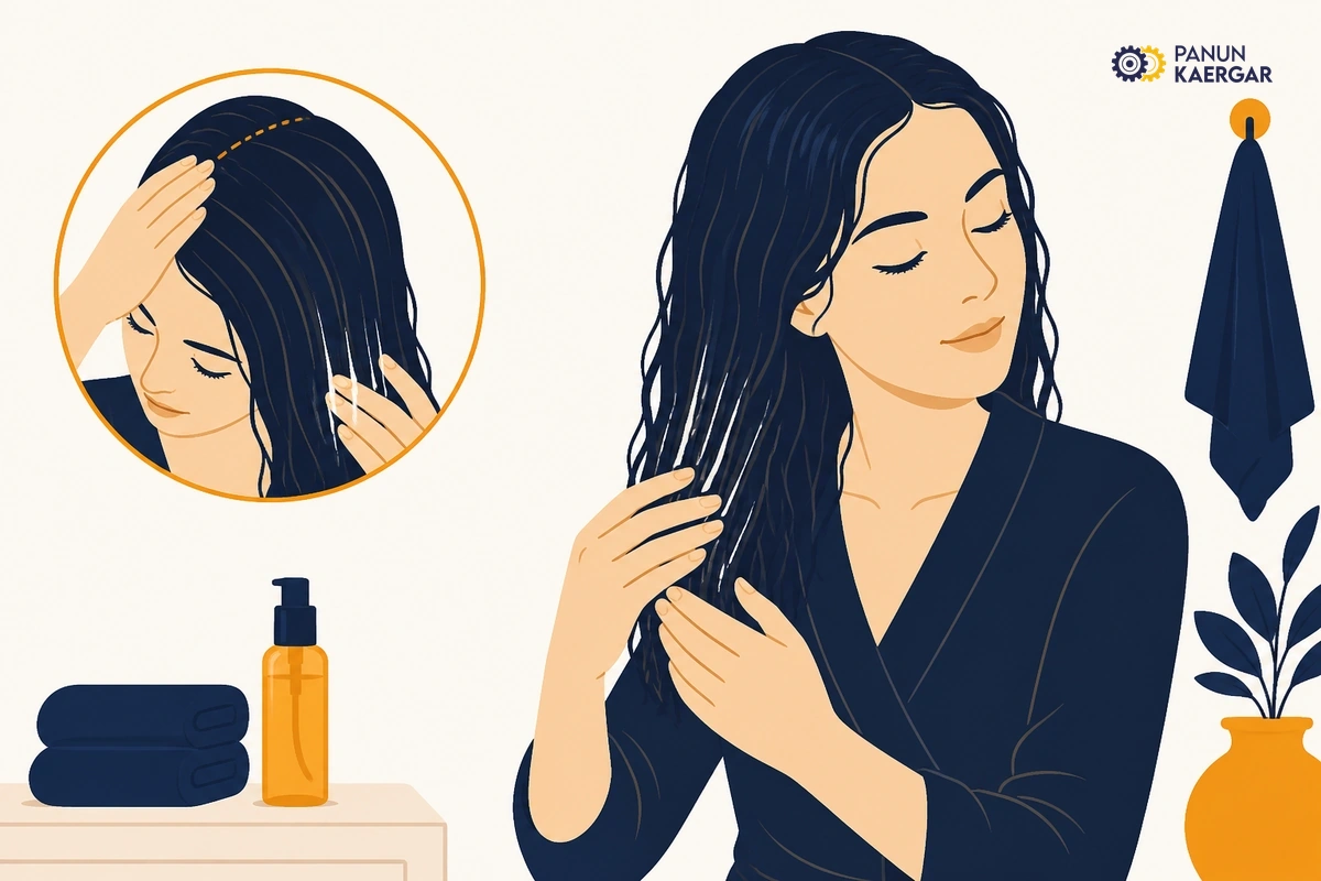 Seal damp lengths — Apply a light leave-in or serum mid-lengths to ends while hair is still damp — keep hea...
