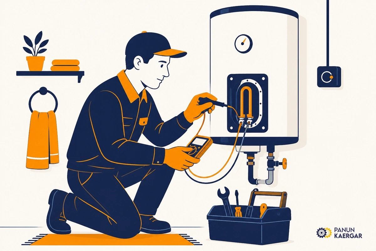Book element or thermostat service — A technician can test the element, descale if needed, and replace a faulty thermostat s...