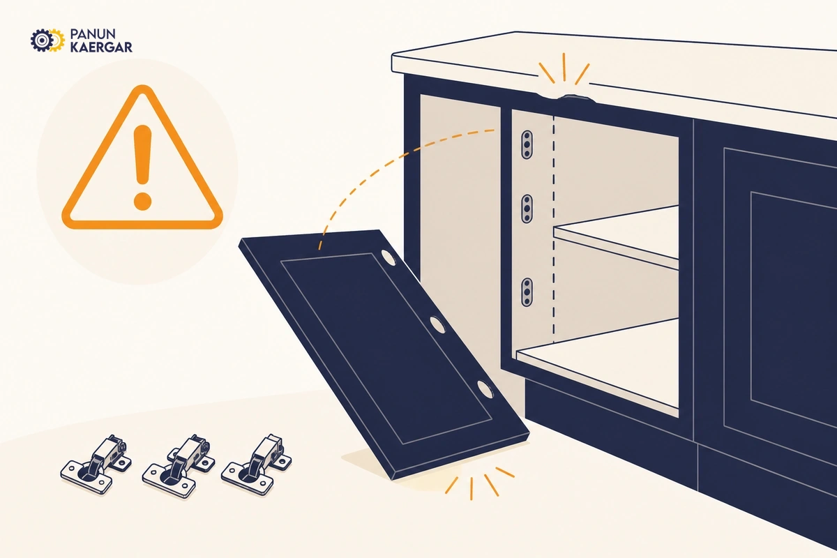 Kitchen cabinet door falling while all hinges removed at once