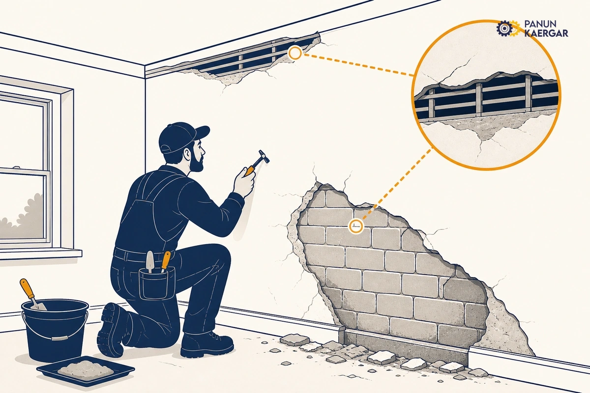 Book a mason for plaster repair — A pro can chase out failed render, treat the base, and replaster evenly — safer than DI...