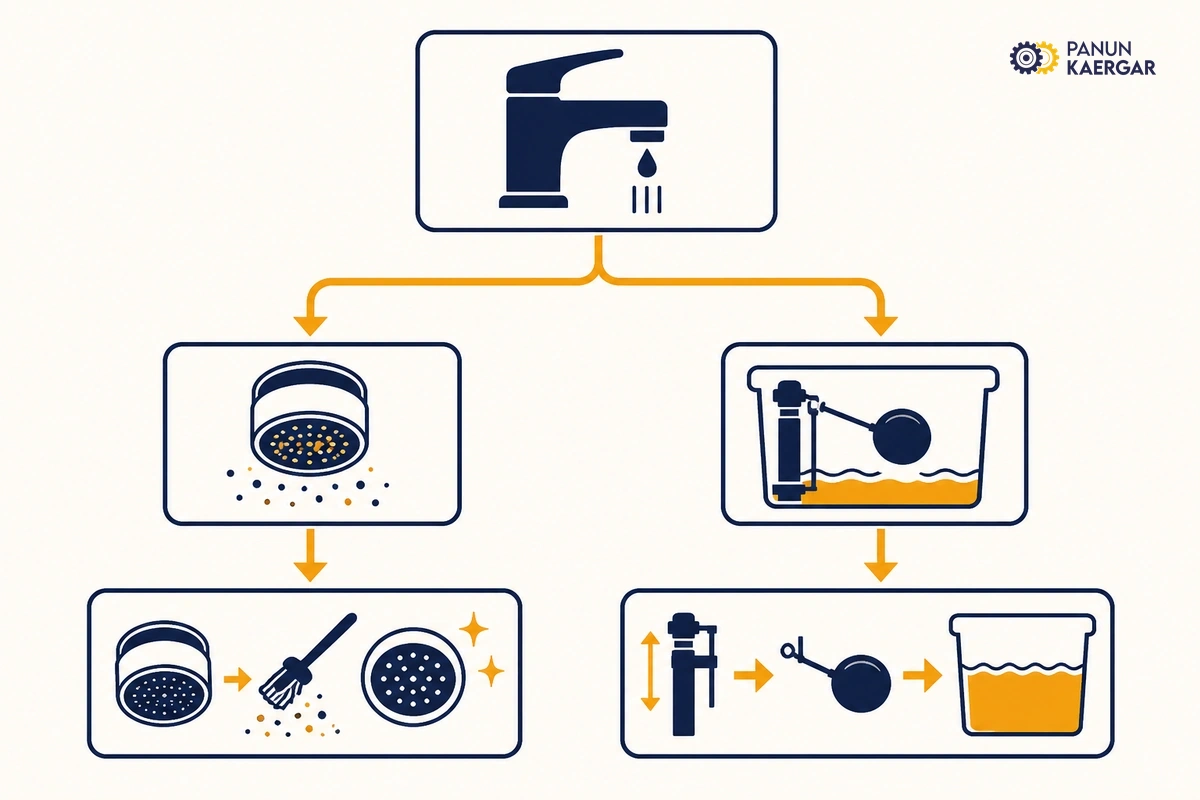 Diagnosis diagram for low water pressure at home