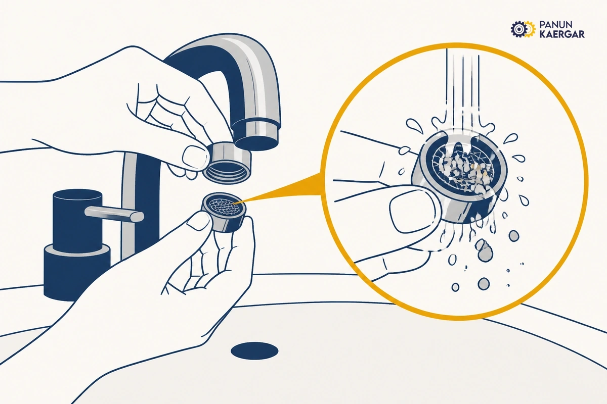 Clean the aerator or shower head — Unscrew the tip, rinse grit and scale, soak in mild vinegar if needed, then refit witho...