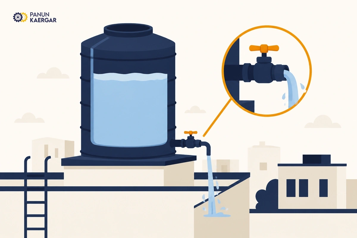 Check tank level and outlet valve — Confirm water in the rooftop or loft tank and that the tank outlet valve is fully open