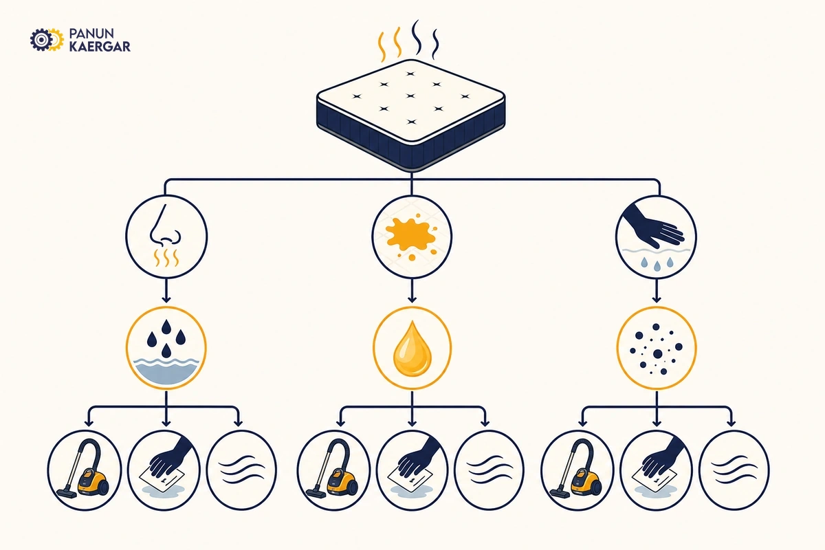 Diagnosis diagram for mattress smells or stains