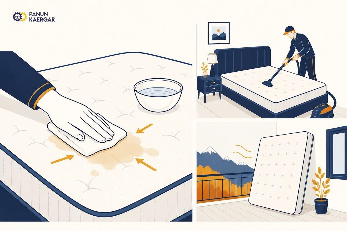 Blot spills — never flood the foam — Press a clean cloth from the edge inward; use minimal moisture on a barely damp cloth, ...