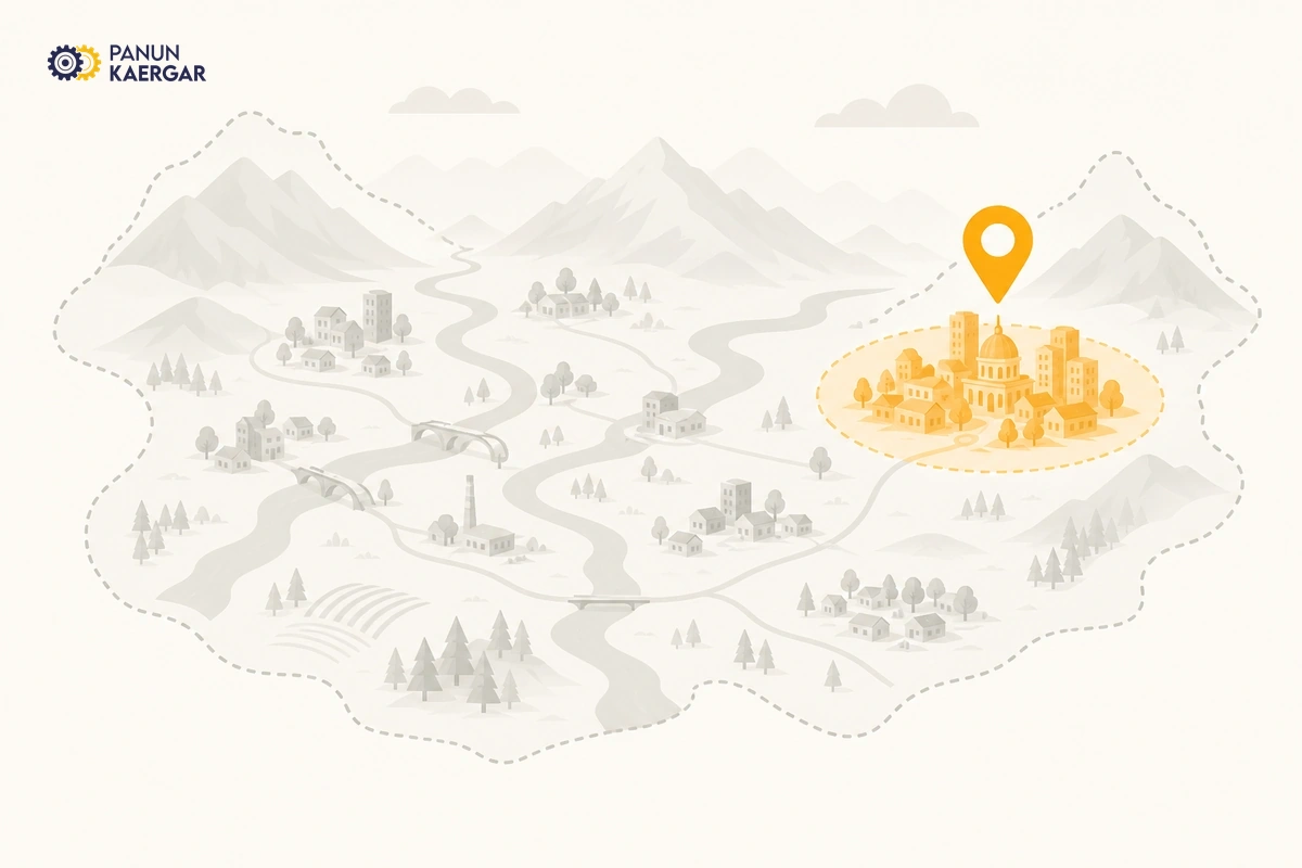 Only capital city highlighted while rest of valley greyed out