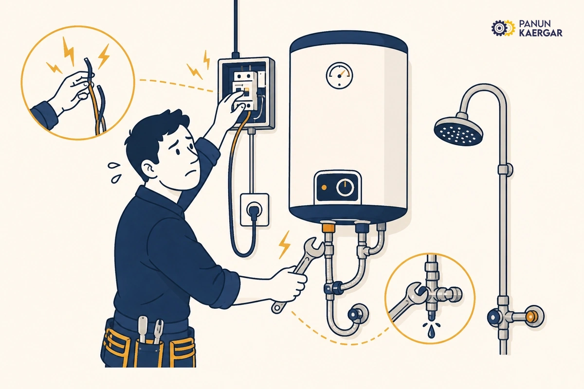 One generic handyman attempting plumbing electrical and appliance repair at once