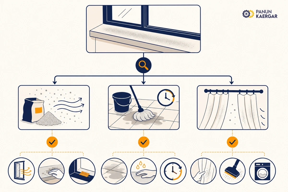 Diagnosis diagram for post-renovation dust everywhere