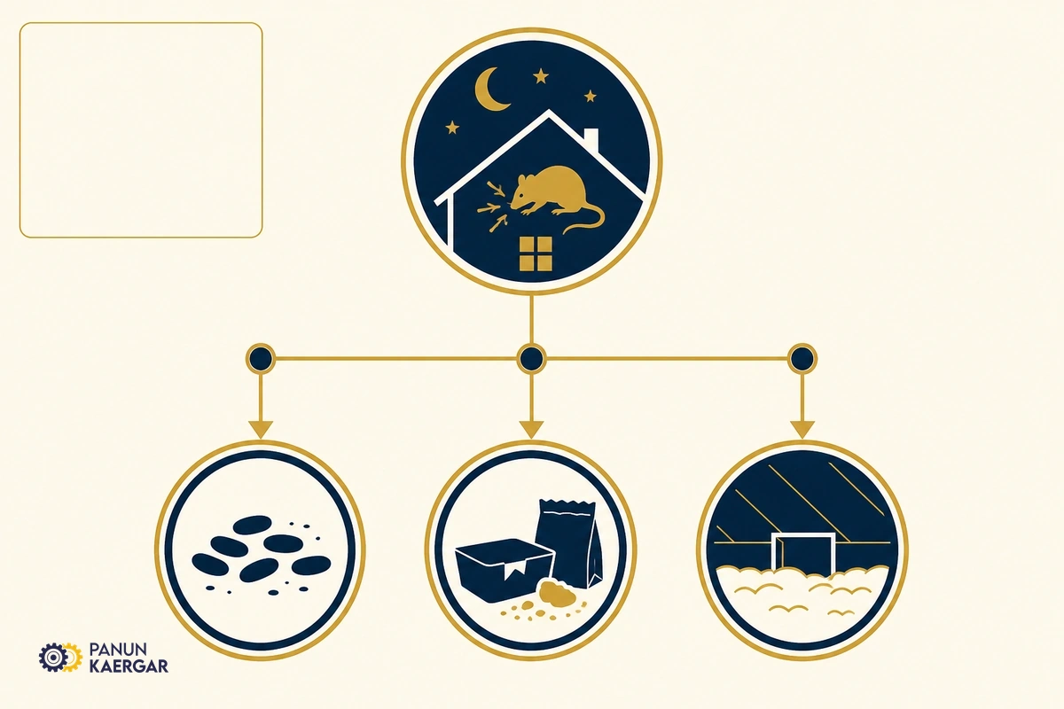 Diagnosis diagram for rats in the kitchen or ceiling