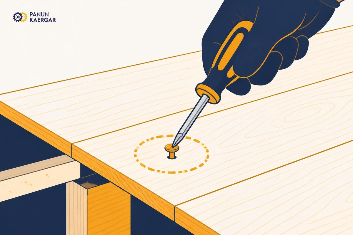 Look for a proud nail or screw — Check the marked board for a raised head; seat it carefully or replace with a slightly ...