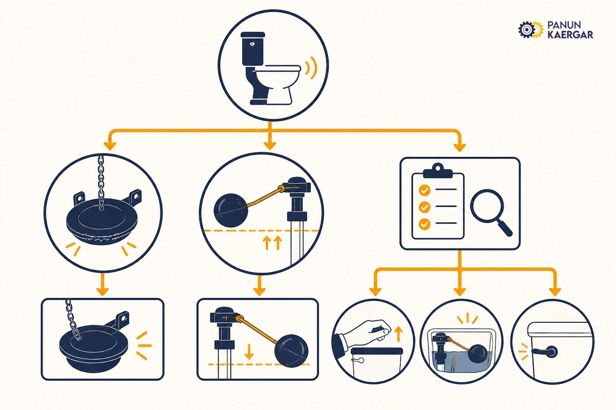 Diagnosis diagram for toilet keeps running