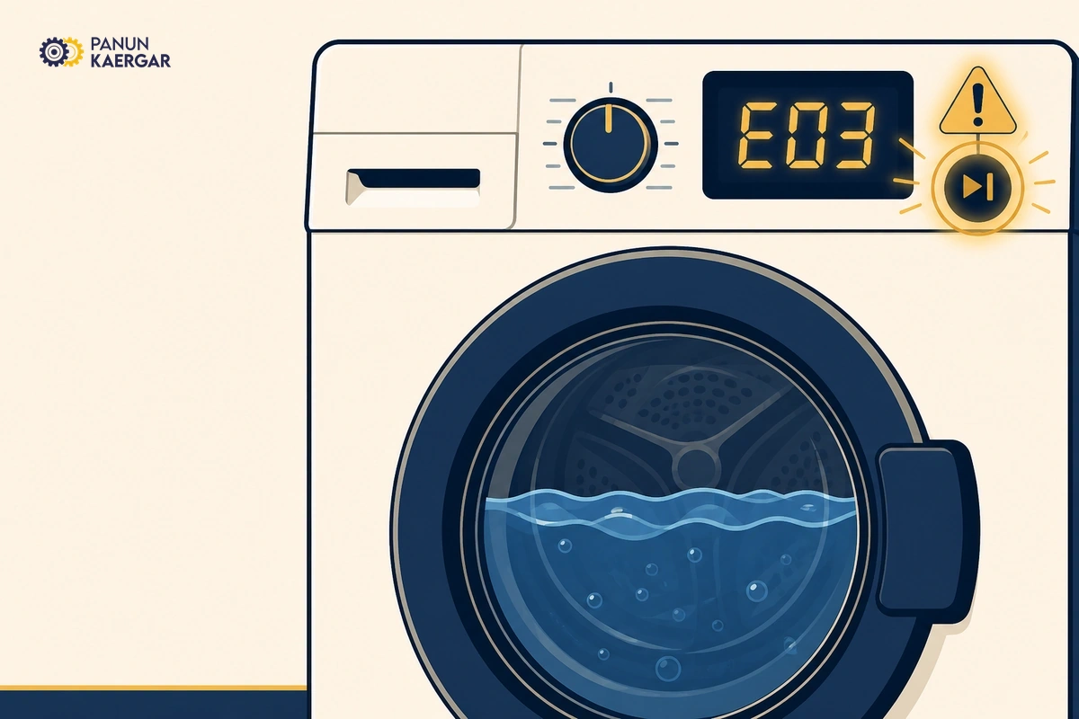 Washing machine display showing error while drum still full of water