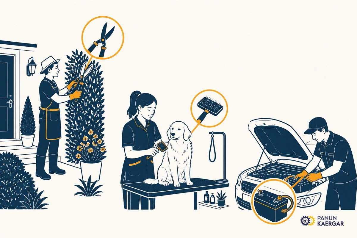 Garden care, pet grooming, dry cleaning pickup, and vehicle assistance available through Panun Kaergar in Kashmir