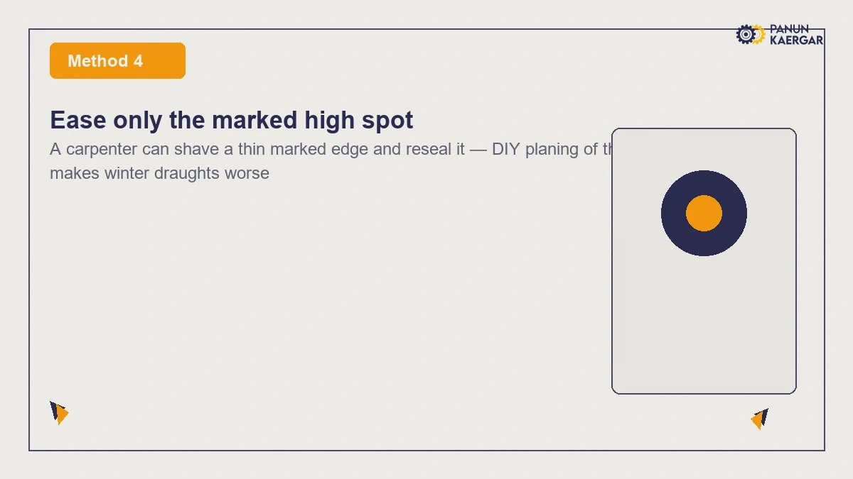 Ease only the marked high spot — A carpenter can shave a thin marked edge and reseal it — DIY planing of the whole sash ...